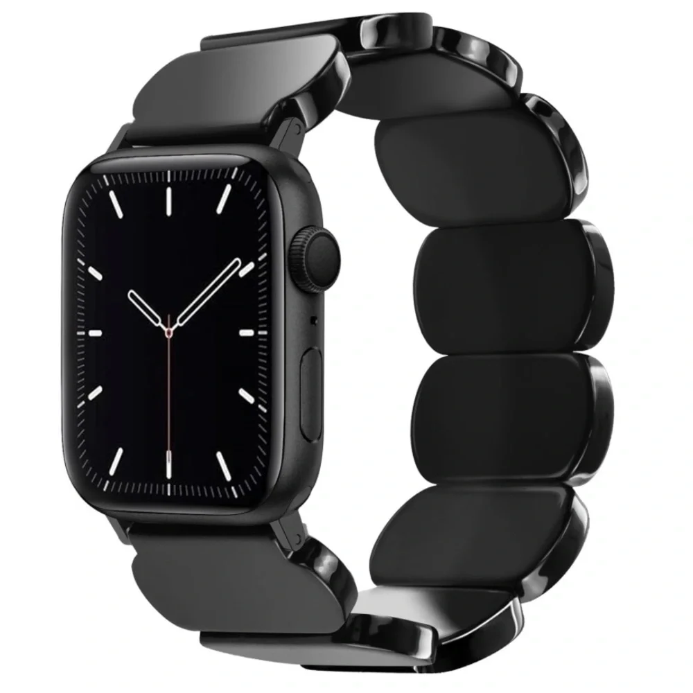 Black Resin STRETCH Smartwatch Band For ALL APPLE WATCH SERIES for WOMEN